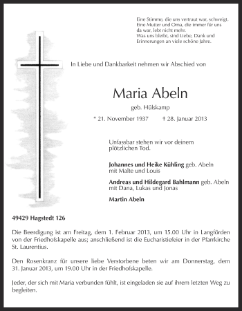 Anzeige von Maria Abeln von OM-Medien